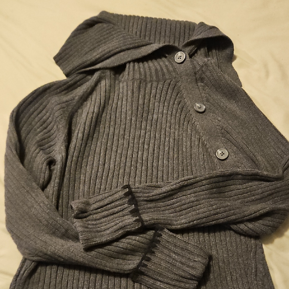 Magnolia Gray Ribbed Cowl Neck Sweater